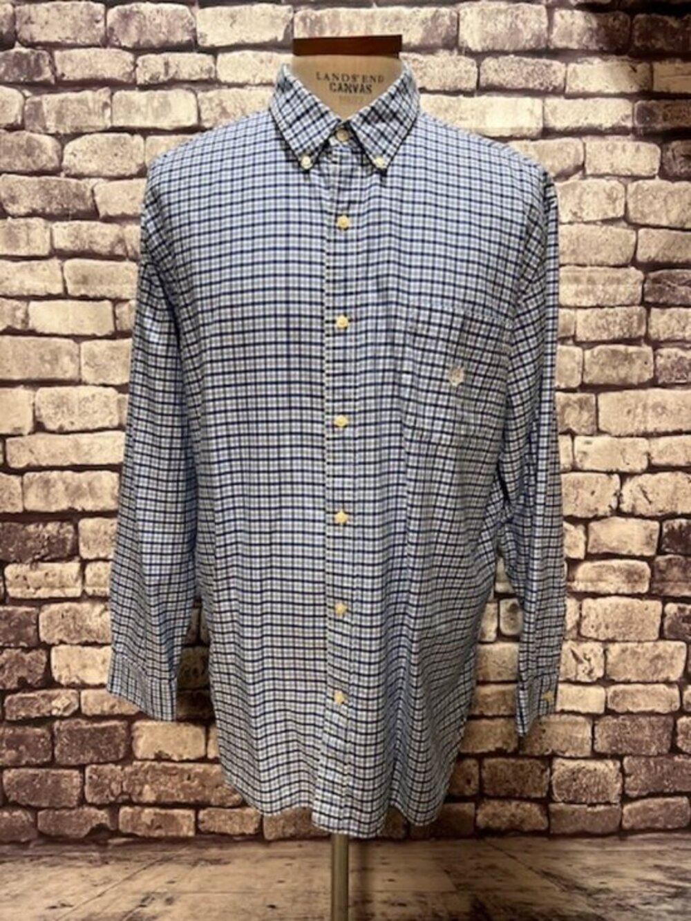 Chaps Men's Blue & White Check Button Down Top Size XXL